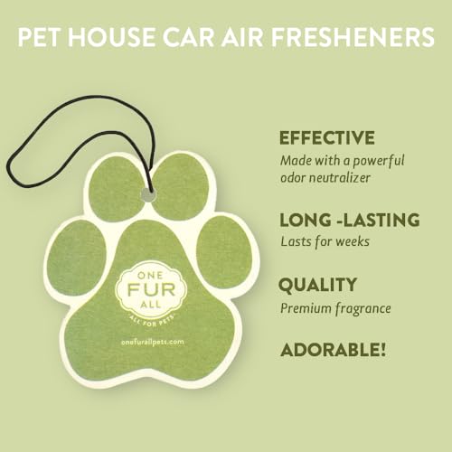 One Fur All Pet House Car Air Freshener - Fresh Citrus Pack of 4 - Non-toxic Car Air Freshener - Pet-Friendly Air Freshener for Small Spaces & Car - Hanging Odor Eliminating Air Freshener