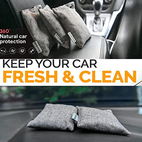 15 Pack Bamboo Charcoal Air Purifying Bag,Activated Bag Odor Absorber,Shoe Deodorizer,Smell Eliminator,Natural Pet-Friendly Freshener for Home,Car,Closet,Basement,Pets(Beige), Gray