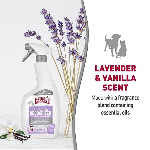 Nature’s Miracle Air Care Deodorizer Air, Fabric and Surface Spray Lavender & Vanilla Scent, 24 Ounces, Pet Odor Eliminator