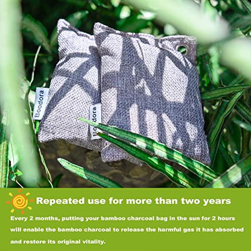 15 Pack Bamboo Charcoal Air Purifying Bag,Activated Bag Odor Absorber,Shoe Deodorizer,Smell Eliminator,Natural Pet-Friendly Freshener for Home,Car,Closet,Basement,Pets(Beige), Gray