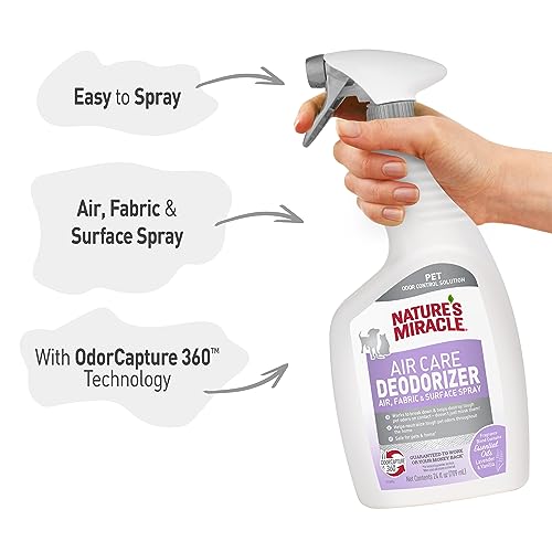 Nature’s Miracle Air Care Deodorizer Air, Fabric and Surface Spray Lavender & Vanilla Scent, 24 Ounces, Pet Odor Eliminator