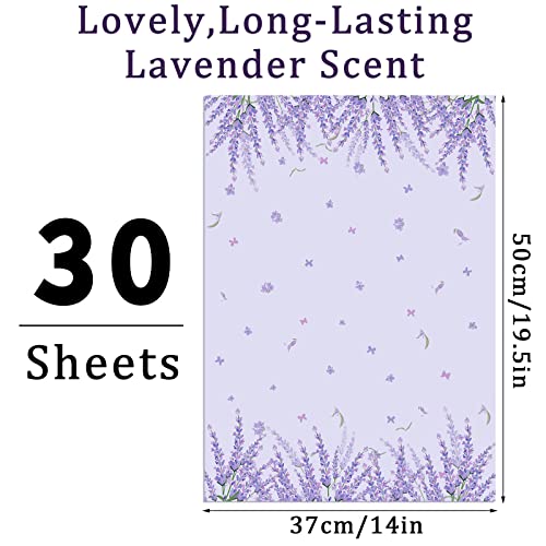 Thenshop 30 Sheets Floral Scented Drawer Liners 14 x 19.5 Inch Dresser Drawer Liner Shelf Liner Non Adhesive Paper Sheets for Kitchen Cabinet Home Shelf Closet (Lavender)
