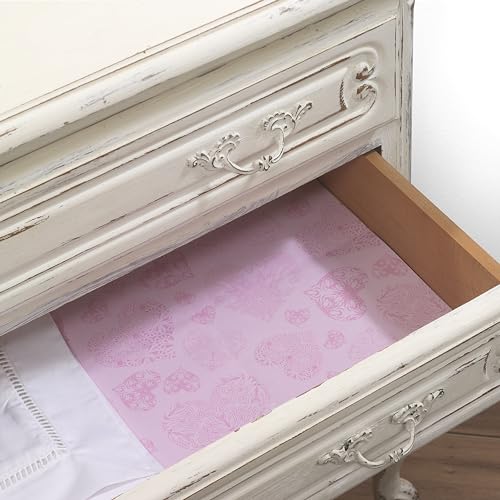 Hassett Green London Scented Drawer Liners - Hearts & Roses Fragrance - Single Pack of 6 Sheets Size 23.6 x 15.75 inches
