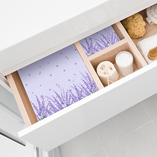 Thenshop 30 Sheets Floral Scented Drawer Liners 14 x 19.5 Inch Dresser Drawer Liner Shelf Liner Non Adhesive Paper Sheets for Kitchen Cabinet Home Shelf Closet (Lavender)