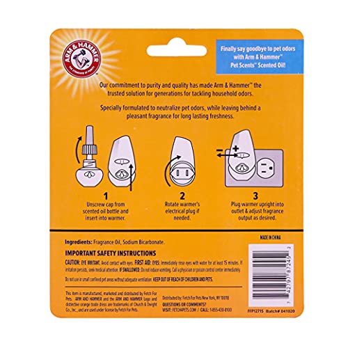 Arm & Hammer For Pets Scents Plug-in Scented Oil Refills in Fresh Breeze Scent, 2 Count (Pack of 1)| Air Freshener Refills, Room Deodorizer for Homes with Pets,