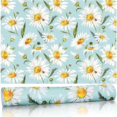 Whaline 10 Sheets Daisy Flower Drawer Liners White Tea Scented Shelf Liners Fragrant Drawer Paper Liners for Home Drawer Dresser Shelf Closet Cabinet, 19.5 x 14 Inch