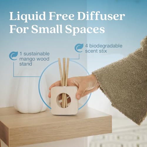 Enviroscent Non-Toxic Air Freshener for Home (Rainwater & Bamboo) Essential Oil Diffuser | Air Freshener + Room Freshener | Home Fragrance Last Over 30 Days | 1 Mango Wood Stand & 1 Scent Stix Refill