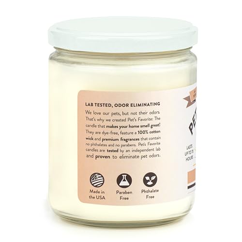 Pet's Favorite - Tested & Proven - Odor Eliminating Candle, Pet-Friendly Scented Candle, in 7 Great Fragrances – 70-Hour Burn Time, Cotton Wick (French Vanilla, Pack of 1)