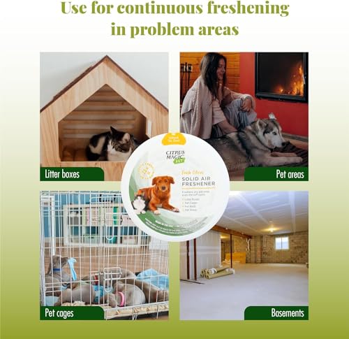 Citrus Magic Pet Odor Absorbing Solid Air Freshener for Home, Air Purifier, Fresh Citrus, Must have Pet Supplies, 8 Oz (Pack of 3)