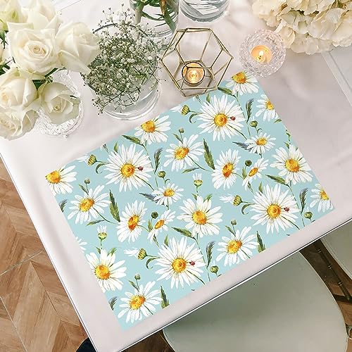 Whaline 10 Sheets Daisy Flower Drawer Liners White Tea Scented Shelf Liners Fragrant Drawer Paper Liners for Home Drawer Dresser Shelf Closet Cabinet, 19.5 x 14 Inch