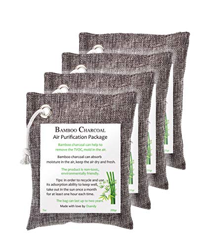 Osandy Bamboo Charcoal Air Purifying Bag 4 Pack, 200g Natural Air Freshener Bags Kid and Pet-Friendly Purifying Bags