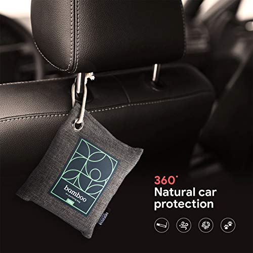 Bamboo Charcoal Air Purifying Bag 4-Pack – Naturally Freshen Air with Powerful Activated Charcoal Bags Odor Absorber – Kid and Pet-Friendly Air Fresheners for Home or Car by House Edition, 4x200g