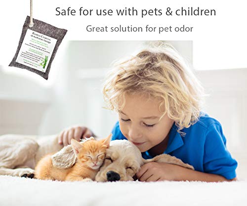 Osandy Bamboo Charcoal Air Purifying Bag 4 Pack, 200g Natural Air Freshener Bags Kid and Pet-Friendly Purifying Bags
