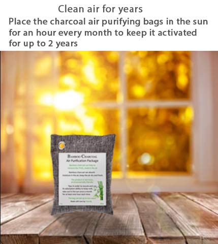 Osandy Bamboo Charcoal Air Purifying Bag 4 Pack, 200g Natural Air Freshener Bags Kid and Pet-Friendly Purifying Bags