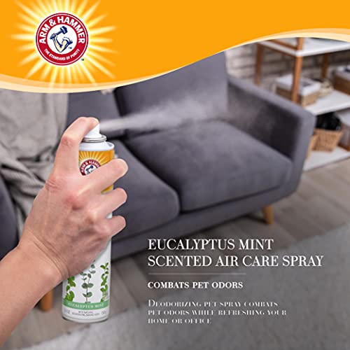 Arm & Hammer For Pets Fresh Deodorizing Aerosol Air Refresher Spray |5.3 oz Eucalyptus Pet Odor Eliminator Spray with Natural Deodorizing Baking Soda |Refreshing Odor Eliminating Spray for Pet Odors