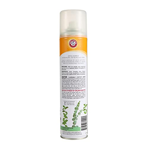 Arm & Hammer For Pets Fresh Deodorizing Aerosol Air Refresher Spray |5.3 oz Eucalyptus Pet Odor Eliminator Spray with Natural Deodorizing Baking Soda |Refreshing Odor Eliminating Spray for Pet Odors
