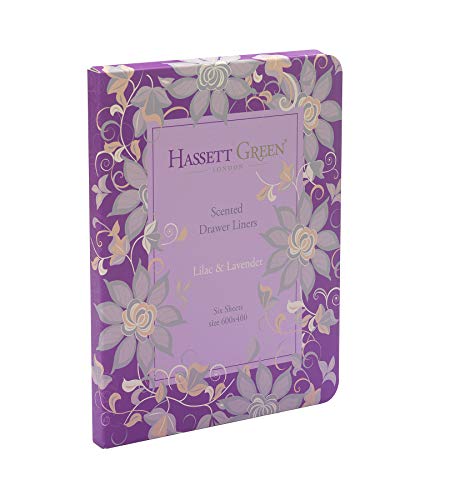 Hassett Green London Scented Drawer Liners - Lilac & Lavender Fragrance - Single Pack of 6 Sheets Size 23.6 x 15.75 inches