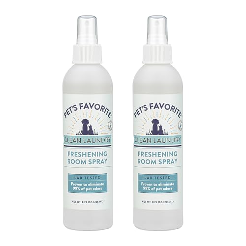 Pet’s Favorite Freshening Room Spray - Concentrated Air Freshener - Pet-Friendly Air Freshener - Pet Odor Eliminator Room Spray - Clean Laundry - Pack of 2