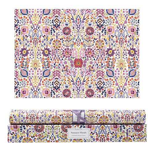 Merriton Scented Drawer Liners for Dresser Fragrant Paper Liner for Drawers Cabinet Shelf Linen Closet and Kitchen Scent Liners Non Adhesive (Summer Florals)