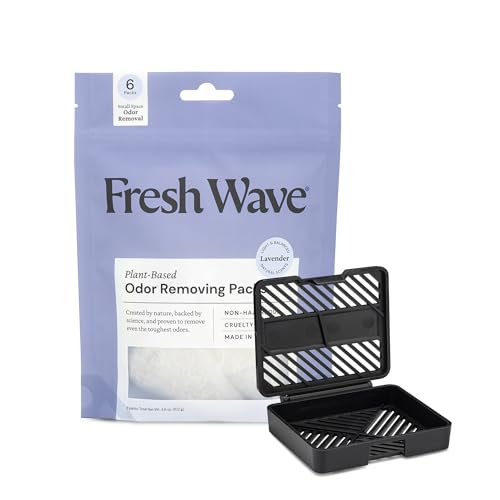 Fresh Wave Lavender Odor Eliminating & Deodorizing Packs | Bag of 6 & Fresh Pod Case | Safer Odor Relief for Small Spaces | Natural Plant-Based Odor Eliminator | Odor Absorbers for Home