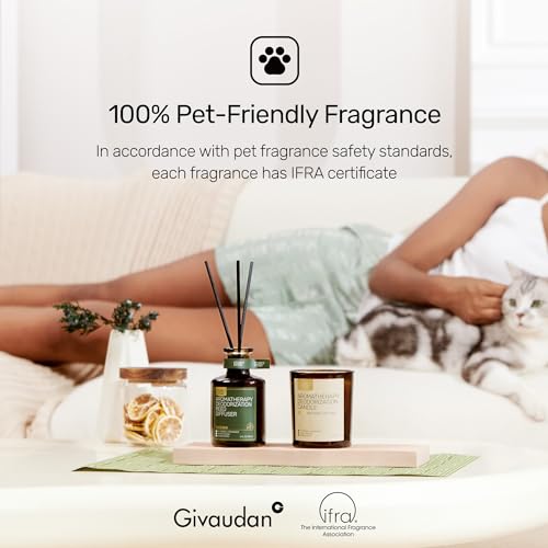 Furry Purr Reed Diffuser for Pet Odor Elimination, Lily of The Valley, Non-Toxic & Eco-Friendly Air Freshening, 6 Oz, Animal Lover Gift