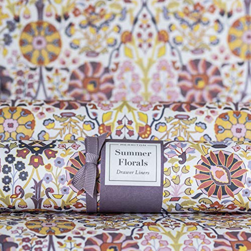 Merriton Scented Drawer Liners for Dresser Fragrant Paper Liner for Drawers Cabinet Shelf Linen Closet and Kitchen Scent Liners Non Adhesive (Summer Florals)
