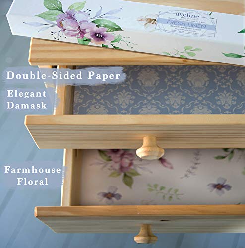 Linen Scented Drawer Liners for Dresser - 8 Sheets Non Adhesive Cabinet Liners for Shelves W/Double-Sided Pattern | Shelf Liners for Kitchen & Shelf Paper for Bathroom, Cupboard & Closets