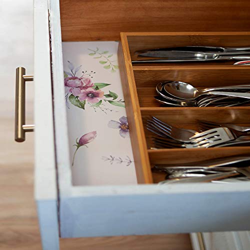 Linen Scented Drawer Liners for Dresser - 8 Sheets Non Adhesive Cabinet Liners for Shelves W/Double-Sided Pattern | Shelf Liners for Kitchen & Shelf Paper for Bathroom, Cupboard & Closets