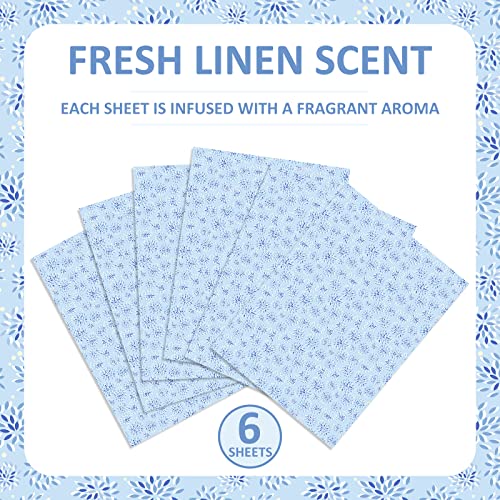 Fresh Linen Scented Drawer Shelf Liners - Scent-hi 6 Sheets Fragrant Drawer Paper Liners for Dresser, Shelf, Cabinet, Dresser, Closet, Shoe Chest, Vanity, Scented Gift Set