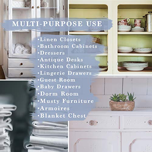 Linen Scented Drawer Liners for Dresser - 8 Sheets Non Adhesive Cabinet Liners for Shelves W/Double-Sided Pattern | Shelf Liners for Kitchen & Shelf Paper for Bathroom, Cupboard & Closets