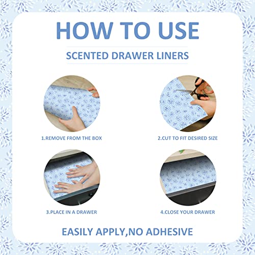 Fresh Linen Scented Drawer Shelf Liners - Scent-hi 6 Sheets Fragrant Drawer Paper Liners for Dresser, Shelf, Cabinet, Dresser, Closet, Shoe Chest, Vanity, Scented Gift Set