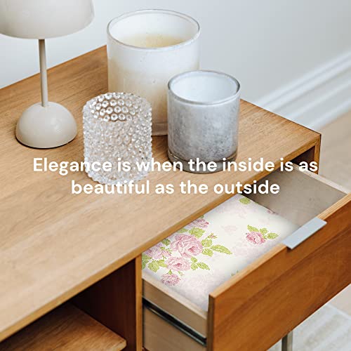 Elodie Essentials Scented Drawer and Shelf Liners - Vintage Charm - Six (6) Large 14 x 19½ Inch Sheets - Non-Adhesive Paper Sheets for Closet Shelves and Dresser Drawers - (Vintage Rose)