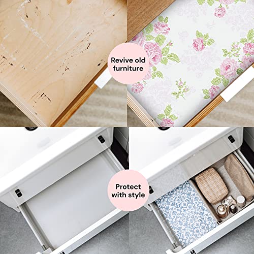Elodie Essentials Scented Drawer and Shelf Liners - Vintage Charm - Six (6) Large 14 x 19½ Inch Sheets - Non-Adhesive Paper Sheets for Closet Shelves and Dresser Drawers - (Vintage Rose)