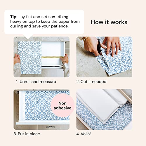 Elodie Essentials Scented Drawer and Shelf Liners - Vintage Charm - Six (6) Large 14 x 19½ Inch Sheets - Non-Adhesive Paper Sheets for Closet Shelves and Dresser Drawers - (Vintage Rose)