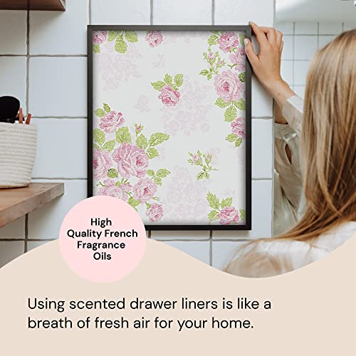 Elodie Essentials Scented Drawer and Shelf Liners - Vintage Charm - Six (6) Large 14 x 19½ Inch Sheets - Non-Adhesive Paper Sheets for Closet Shelves and Dresser Drawers - (Vintage Rose)