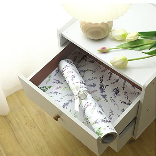 BBTO 20 Sheet Fragrant Drawer Liners for Dresser Scented Cabinet Liners for Shelves 15.8x22 Paper Liner for Drawers and Cabinets Non Adhesive Drawer Paper Liner for Home Shelf Close (Lavender)