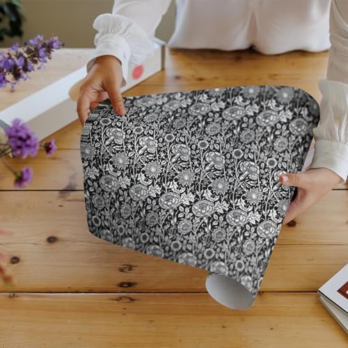 The Master Herbalist SANDALWOOD Scented Drawer Liners in a BLACK William Morris Design. Pack of 5 FOLDED Sheets | Contains SANDALWOOD Essential Oil | MADE in The UK.