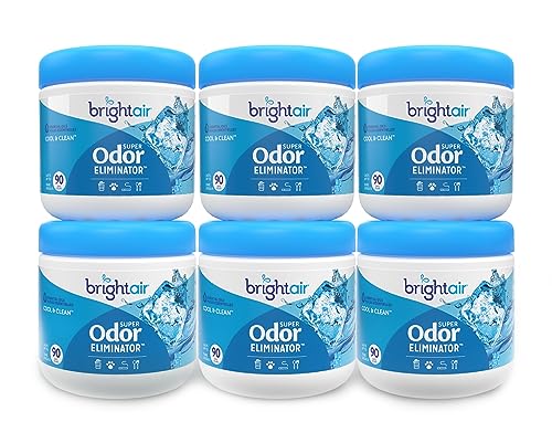 Bright Air 14 oz. Super Odor Eliminator, For Medium-Size Spaces, Cool & Clean Scent, Case of 6,Air Freshener, Natural Essential Oils, Lasts Up to 90 Days Each