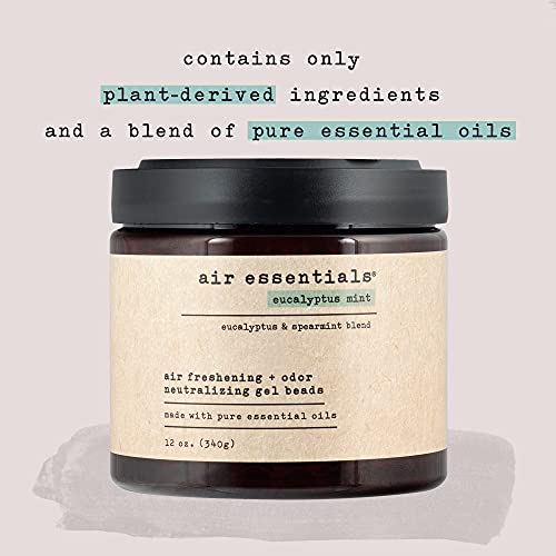Air Essentials Air Freshener & Odor Neutralizer Gel Beads - 12 oz, Pack of 2 - Odor Eliminator - Made with Pure Essential Oils - Eucalyptus Mint Scent