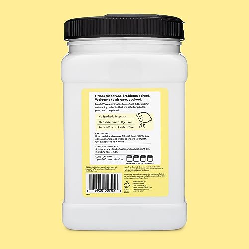 Fresh Wave Lemon Odor Removing Gel Refill, 63 oz. - Safer Odor Absorbers for Home, Natural Plant-Based Odor Eliminator, Every 15 oz. lasts 30-60 Days, For Cooking, Trash & Pets