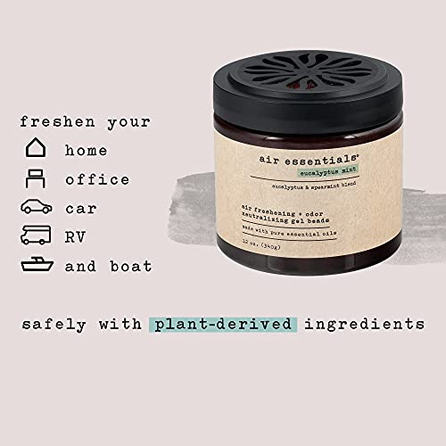 Air Essentials Air Freshener & Odor Neutralizer Gel Beads - 12 oz, Pack of 2 - Odor Eliminator - Made with Pure Essential Oils - Eucalyptus Mint Scent