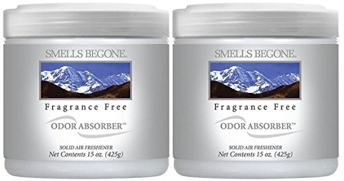 SMELLS BEGONE Air Freshener Odor Absorber Gel - 15 oz, Pack of 2 - Absorbs and Eliminates Odor in Pet Areas, Bathrooms, Cars, & Boats - Made with Essential Oils - Fragrance Free