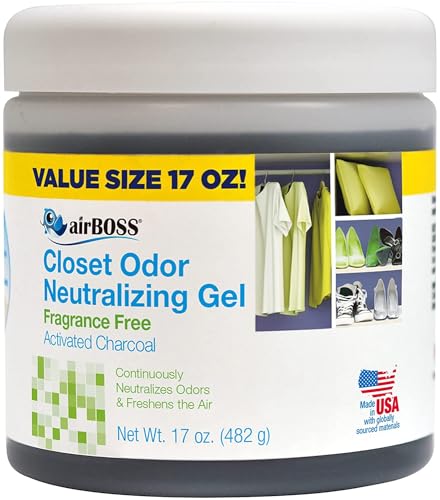 airBOSS Closet Odor Neutralizing Gel 17 Ounce(Single Pack), Odor Eliminator for Storage Closets and Small Spaces, Fights Mildew and Odors,Black, White,671.6T