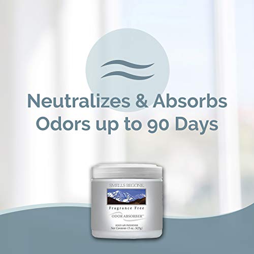 SMELLS BEGONE Air Freshener Odor Absorber Gel - 15 oz, Pack of 2 - Absorbs and Eliminates Odor in Pet Areas, Bathrooms, Cars, & Boats - Made with Essential Oils - Fragrance Free