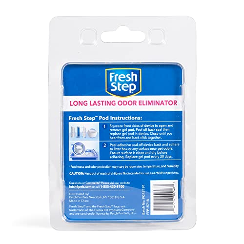 Fresh Step Litter Box Deodorizing Gel Pod | Cat Litter Box Deodorizer | Combats Cat Odors and Neutralizes Smells to Keep Your Home Clean | 1 Adhesive Device + 2 Gel Refills
