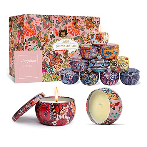 Primevolve Gifts for Women Candles Set of 12, Home Scented Aromatherapy Candles with Fragrances, Soy Wax Candles Gift Set for Mom Friends Birthday, Candlelight Dinner Spa Bath