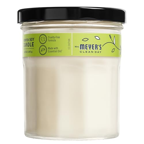 MRS. MEYER'S CLEAN DAY Scented Soy Aromatherapy Candle, 25 Hour Burn Time, Made with Soy Wax and Essential Oils, Lemon Verbena, 4.9 oz