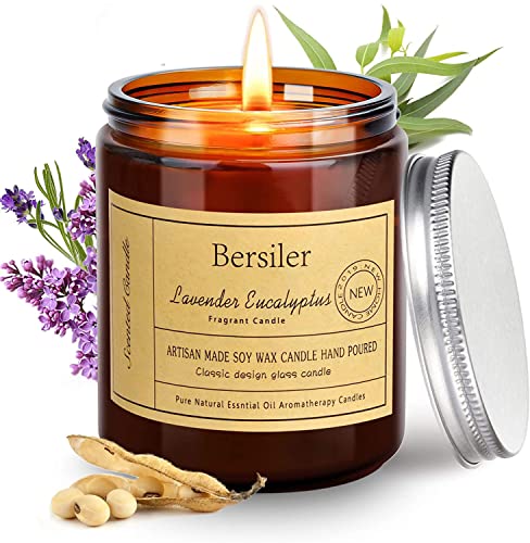 Bersiler Aromatherapy Candles, Scented Candles, 7OZ Lavender Eucalyptus Candles Stress Relief and Relax for Home & Bedroom Gift for Women Birthday Christmas, Soy Wax Candle