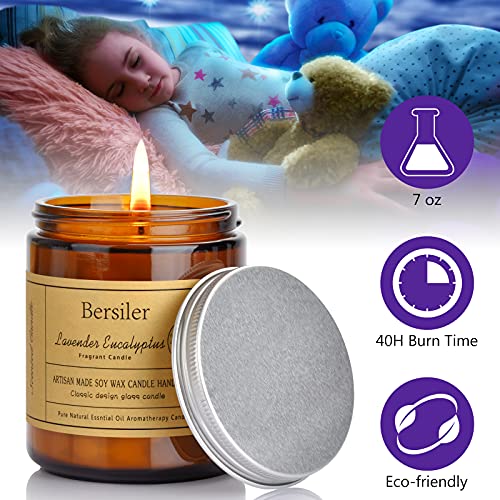 Bersiler Aromatherapy Candles, Scented Candles, 7OZ Lavender Eucalyptus Candles Stress Relief and Relax for Home & Bedroom Gift for Women Birthday Christmas, Soy Wax Candle