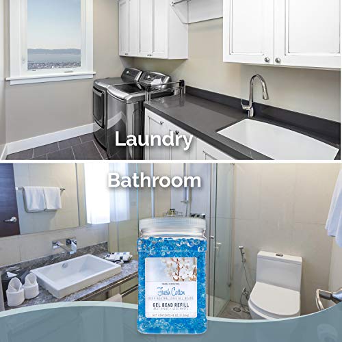 SMELLS BEGONE 48 oz Odor Eliminator Gel Bead Refill - Eliminates Odors from Bathrooms, Cars, Boats, RVs & Pet Areas - Made with Essential Oils - Fresh Cotton Scent